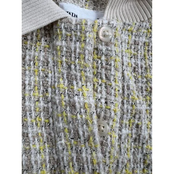 Zara Yellow and Beige Tweed Dress - Picture 11 of 16